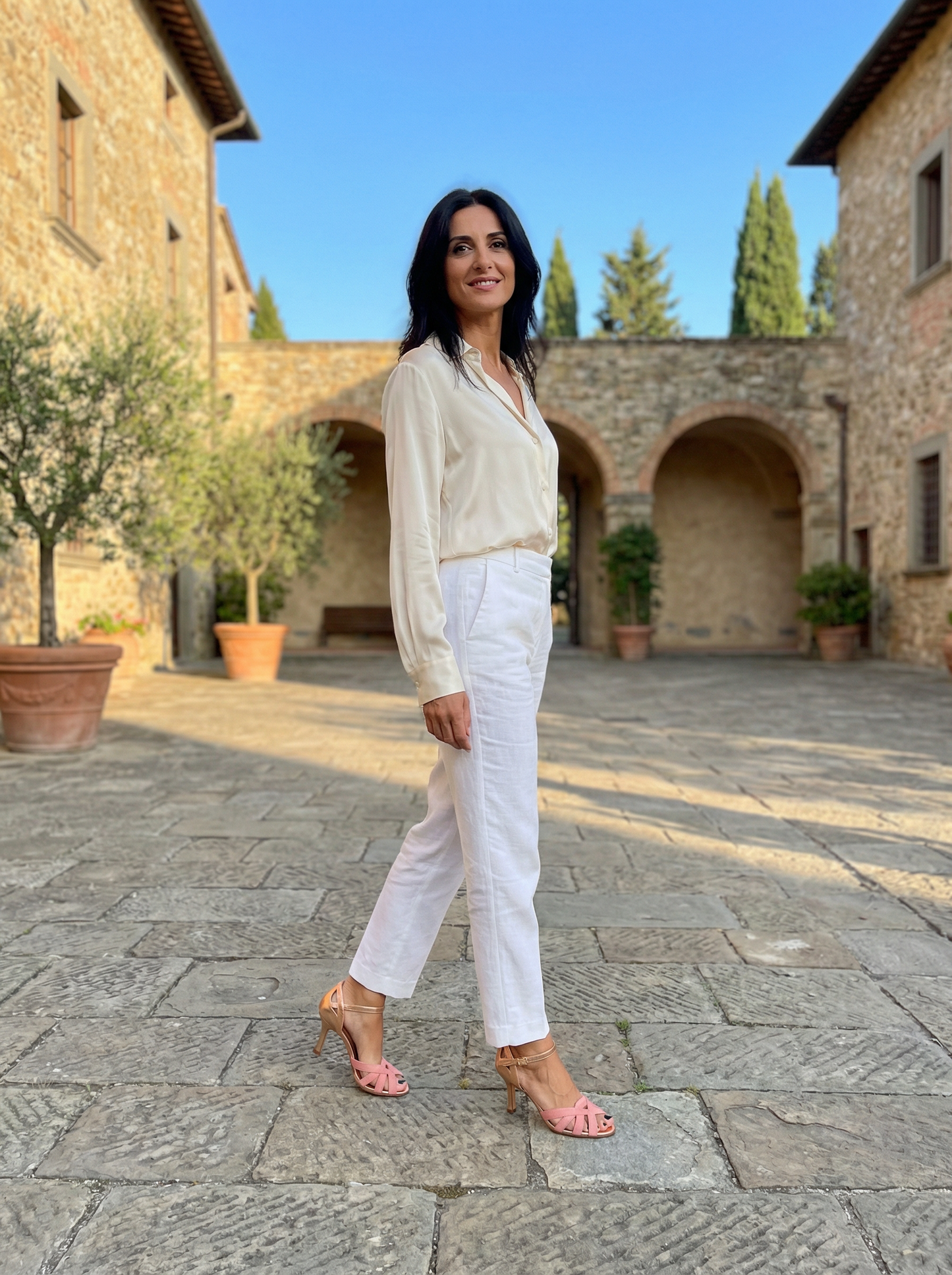 Estate Romana – Strappy Heeled Sandals with Soft Ankle Strap